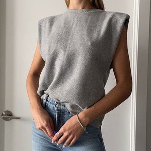 Zara Sweater Tank with Shoulder Pads